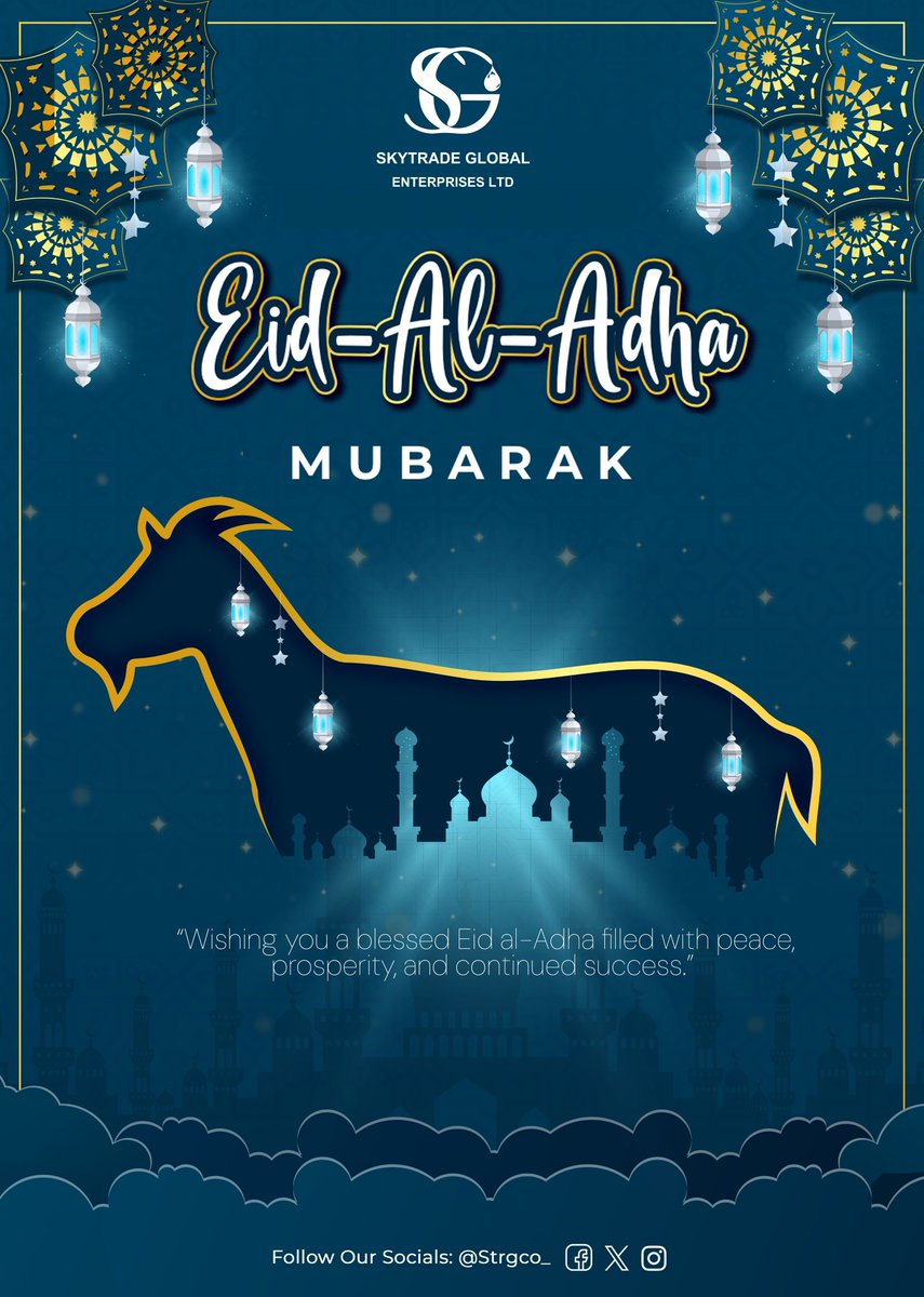 strgco_'s tweet photo. May Allah’s blessings shine upon you and your family this Eid-Ul-Adha. Wishing you happiness, good health, and acceptance of all your prayers and sacrifices.
May Allah’s blessings shine upon you and your family this Eid-Ul-Adha. Wishing you happiness, good health, and acceptance of all your prayers and sacrifices.
#eiduladha
