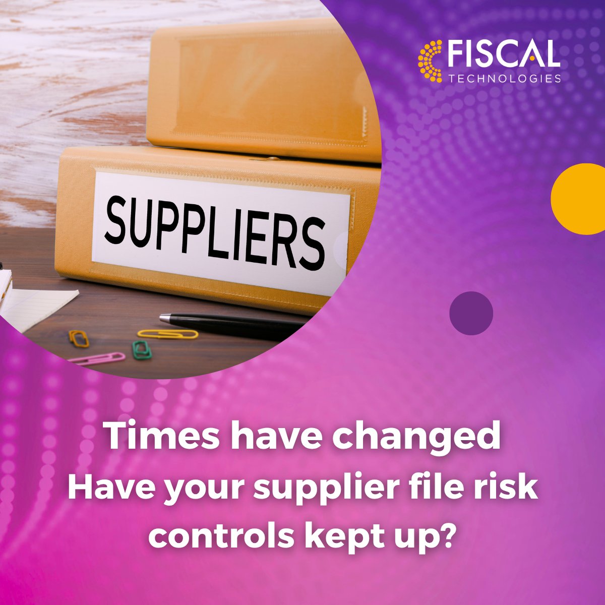 FISCALTec's tweet photo. 90% of the organisations we work with have transaction errors tied to their supplier file. Dormant or duplicate suppliers which create fraud risk.

When did you last review yours? And do your risk controls keep up?

Find out - Speak to FISCAL.
#AccountsPayable #SupplierManagement https://t.co/Bsg35GdvTX