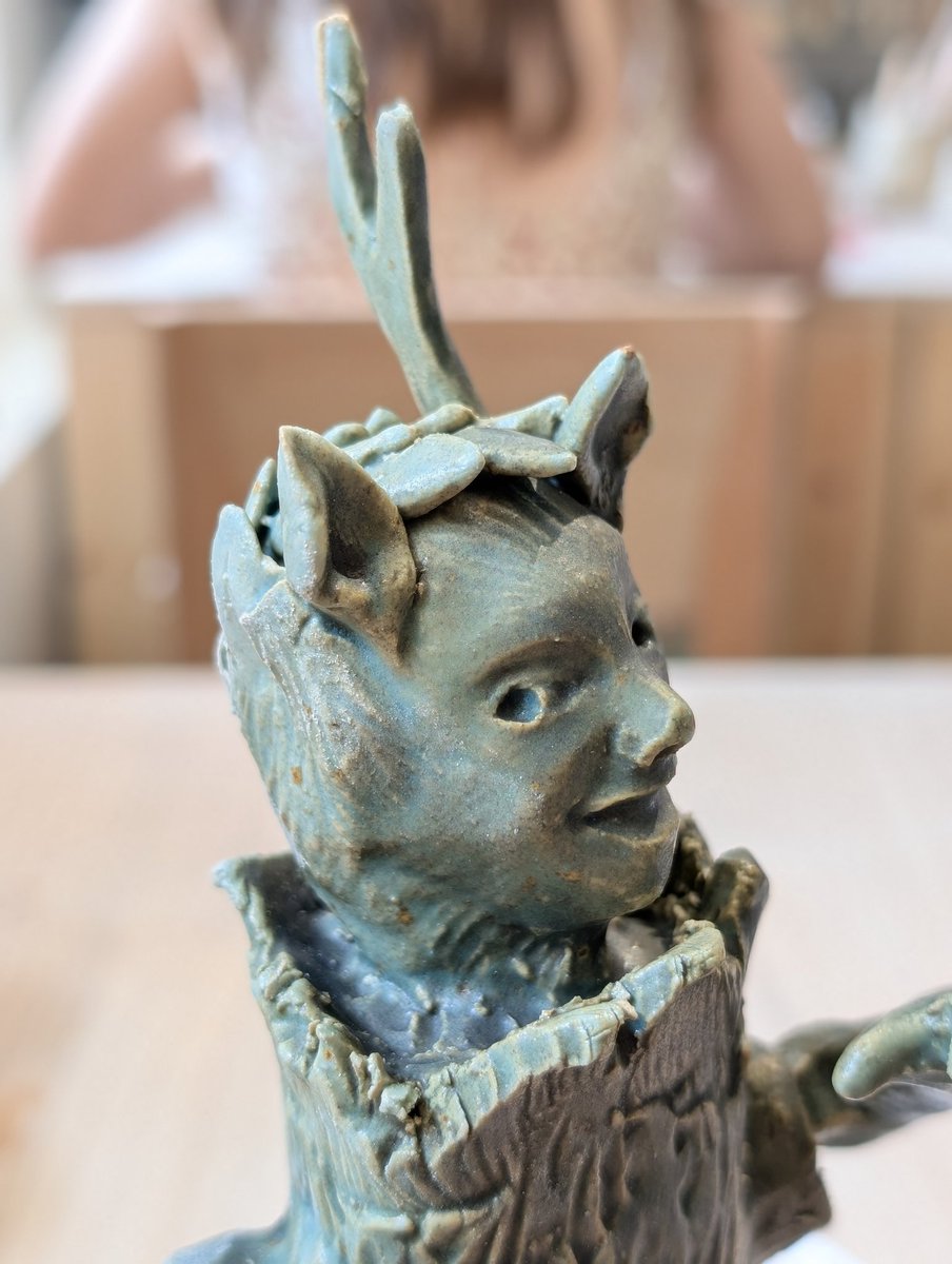 theblastedheath's tweet photo. My first friend back from the kiln- super happy with this glaze https://t.co/Wp6VHOzZzY