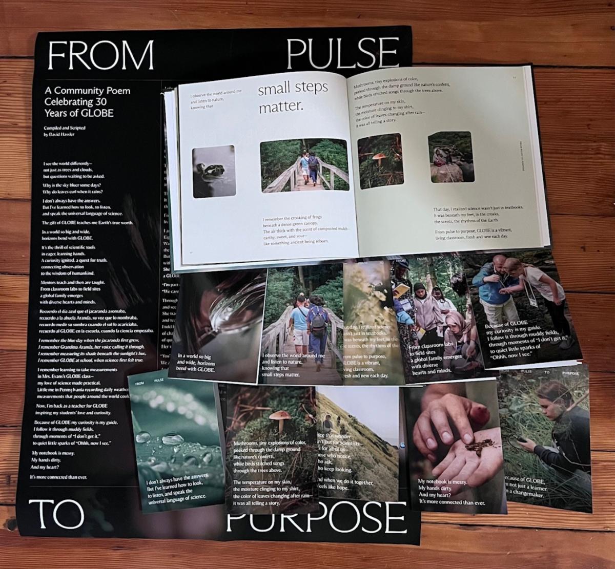 GLOBEProgram's tweet photo. Celebrate the many years of GLOBE with your very own copy of the GLOBE Community Poem!

Flip through 40 pages of beautiful imagery in the hardcover book, decorate your wall with the 18” x 24” poster, or share the collection of postcards with friends and family.

Order printed copies today or download the free PDFs: https://t.co/n49UvCcN4Y