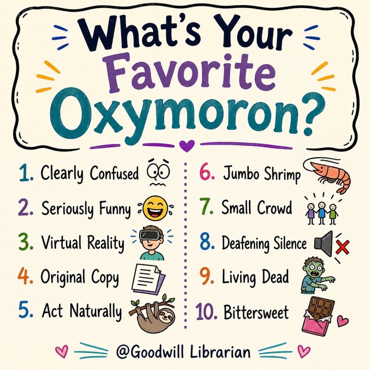 MirkaBreen's tweet photo. This morning's post is about the tickle of OXYMORONS🥲~
https://t.co/dL2wQs6Kjz
#WritingCommunity #writing #kidlit #amwriting #writitingtips https://t.co/DmXjZvY2el