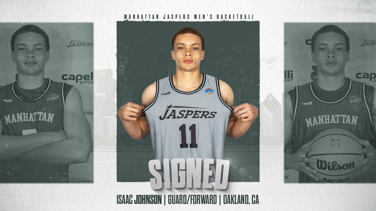 ManhattanMBB's tweet photo. ✍️: We're excited to welcome heralded Pima Aztec Isaac Johnson to Riverdale ahead of the 2026-27 season ‼️

🔗: https://t.co/2mKfzPE0hn

#GoJaspers | #JasperNation 🟢⚪️ https://t.co/3NHAU3vYPl