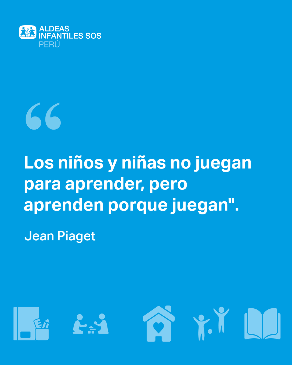 AldeasSOSPeru's tweet photo. 💡El juego es mucho más que diversión: es una forma de descubrir el mundo, expresar emociones, desarrollar habilidades y fortalecer la imaginación. 🌱✨​
Jean Piaget, psicólogo y pedagogo suizo, dedicó gran parte de su trabajo a comprender cómo niñas y niños aprenden y construyen su manera de entender la realidad. Sus aportes siguen recordándonos la importancia de una infancia donde exista tiempo, seguridad y espacios para jugar. 💙​
Porque cuando una niña o niño juega libremente, también crece, crea, aprende y construye confianza para el futuro. 🌈​
#Niñez #DerechosDeLaNiñez #Juego #Infancia #AldeasInfantilesSOSPeru #ProtecciónInfantil