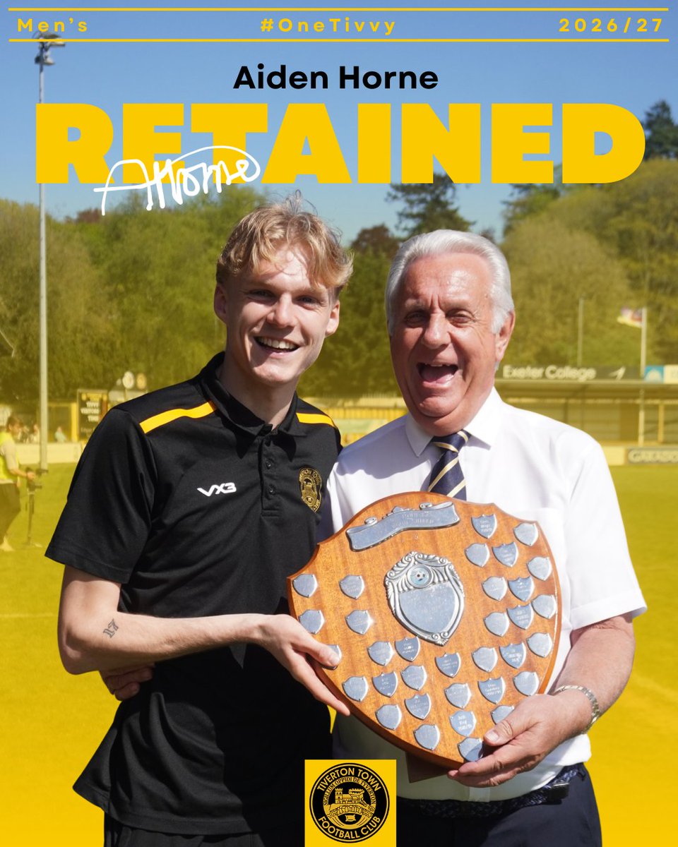 tivertontownfc's tweet photo. HORNE FOR 26/27

Your Supporters Player of the Season 25/26 Aiden Horne is here to stay!

Growing up playing for Twyford, he's ready to step up for Tivvy once again in 26/27!

🗞⬇
https://t.co/OOVa4OHOUj

#OneTivvy https://t.co/IkrcsTUocN