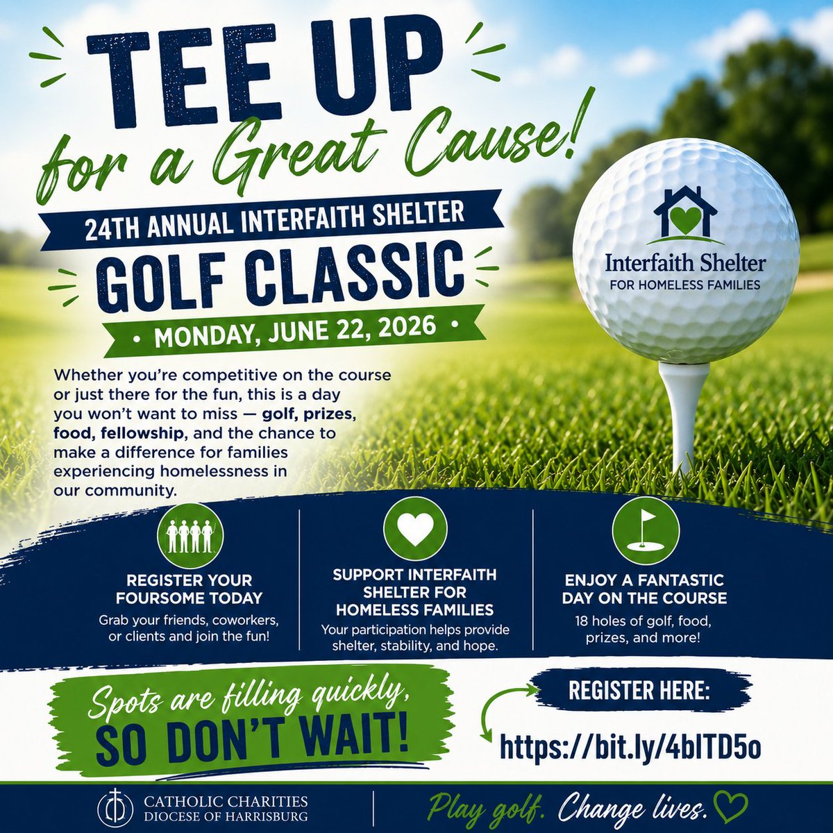 cchbg's tweet photo. ⛳🔥 Tee Up for a Great Cause!
Join us June 22 for the 24th Annual Interfaith Shelter Golf Classic! Enjoy golf, prizes, food, and fellowship while supporting families experiencing homelessness. 💙🏌️Register your foursome today: https://t.co/NlszGe2Zcd

Play golf. Change lives. ⛳ https://t.co/HfkkAdryyi