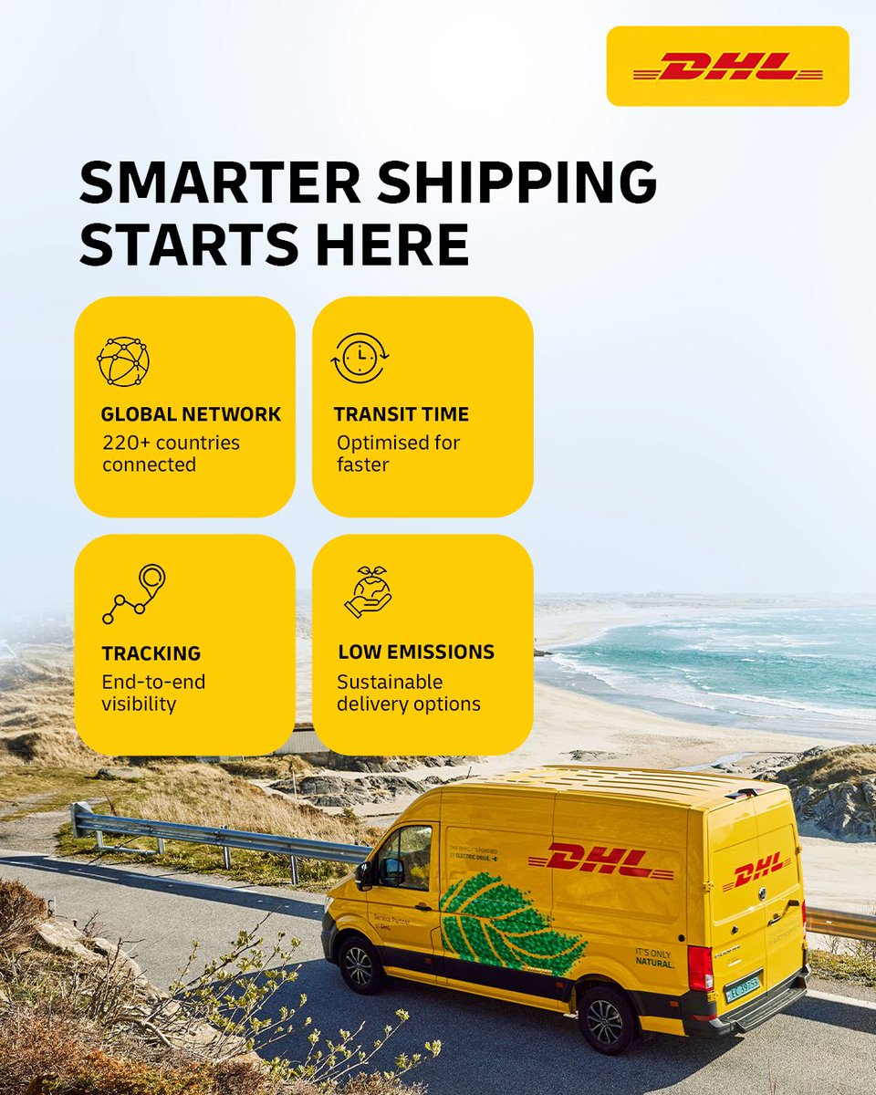 DHLExpressCH's tweet photo. With presence across 220+ countries, optimised transit times, real-time visibility, and sustainable delivery solutions, we help keep your shipments efficient, transparent and reliable.

#DHLExpressSwitzerland #DHL #LogisticPartner #GlobalShipment https://t.co/Ev1MmYRzJP