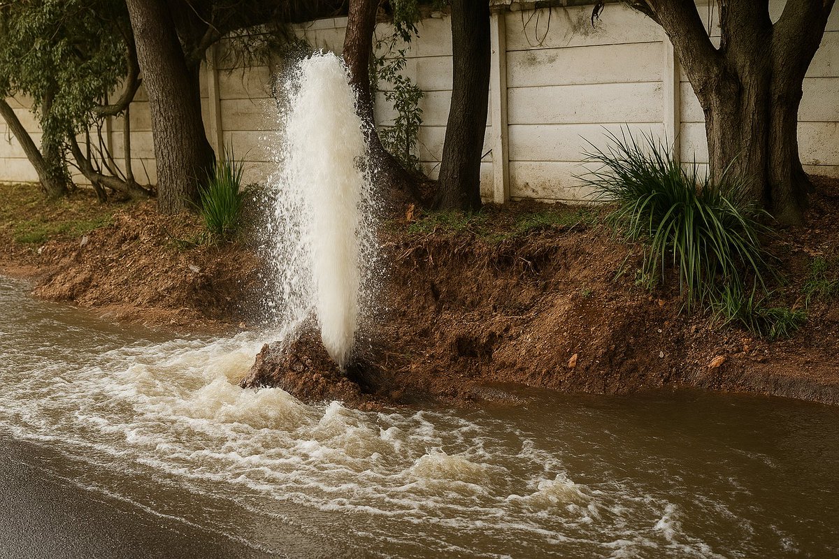 Iceman_1970's tweet photo. @JHBWater burst pipe corner Milner and Rhodes Kensington B Randburg #wastedwater https://t.co/pJFIQzLPWg