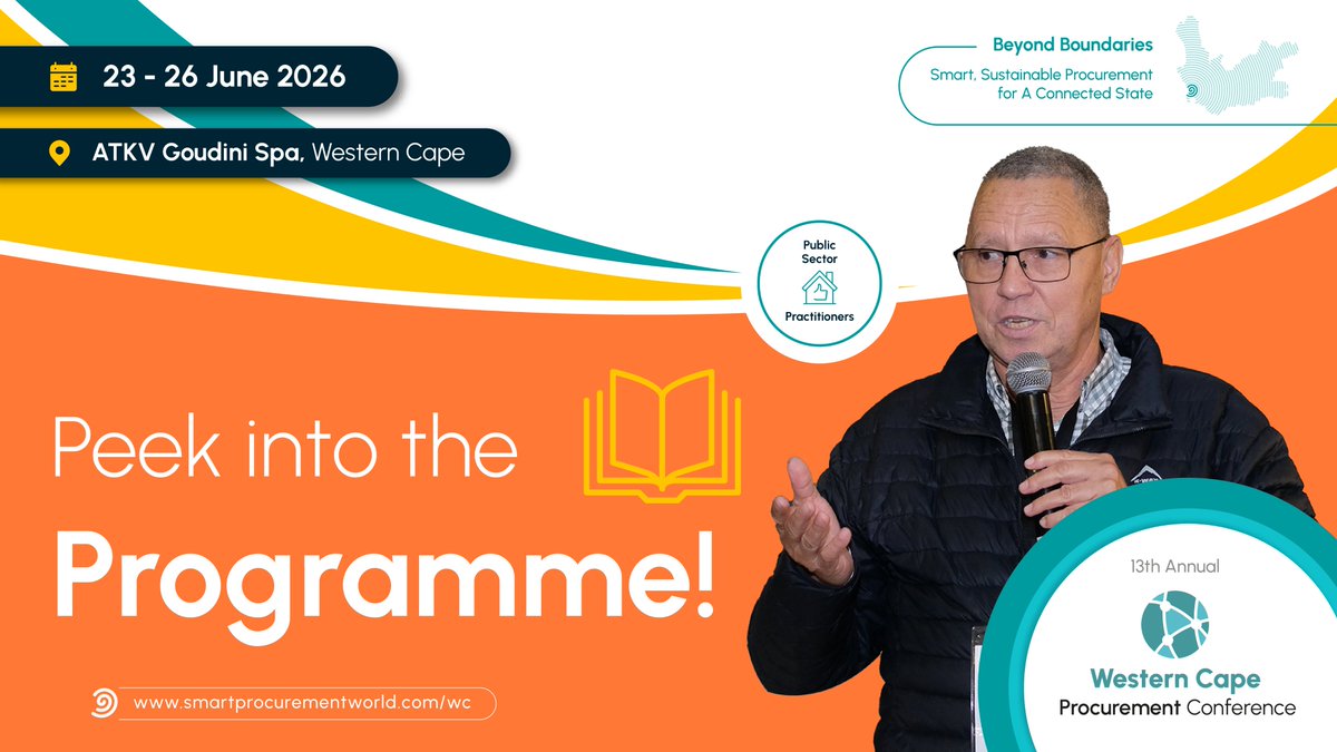 SmartProcure's tweet photo. Get ready for the 13th Annual Western Cape Procurement Conference! Explore a programme packed with expert insights, industry trends, and impactful discussions shaping the future of procurement. View the programme &amp; secure your seat here https://t.co/XHjZyvmOQ6. #SPW2026WC https://t.co/EToFEloMqd