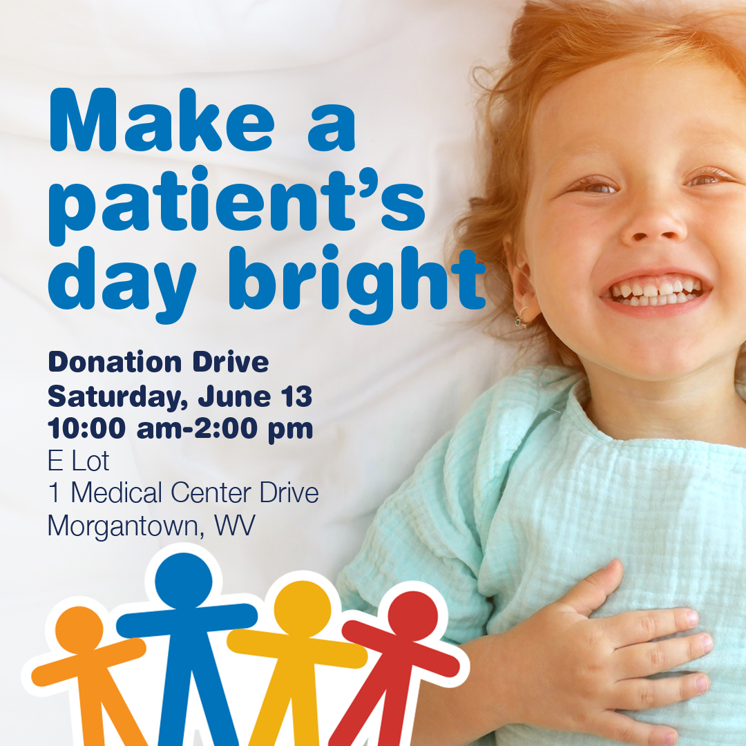 WVUKids's tweet photo. 🧸✨ Give the gift of something NEW at our Summer Toy Drive!

Join us June 13 from 10 a.m. – 2 p.m. in E Lot to donate new toys, comfort items, pajamas, books &amp; more for patients at WVU Medicine Golisano Children’s 💙

Can’t attend? Shop our wishlist:
https://t.co/cFbtFBCOAS https://t.co/IJUFfq7cYG