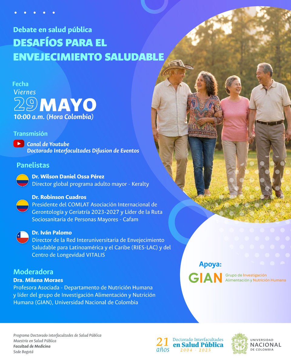 Docisp's tweet photo. Los invitamos a participar en el debate en Salud Pública: Desafíos para el envejecimiento saludable.
Transmisión YouTube: https://t.co/MGVGQP2PTl https://t.co/dURVR1meQU