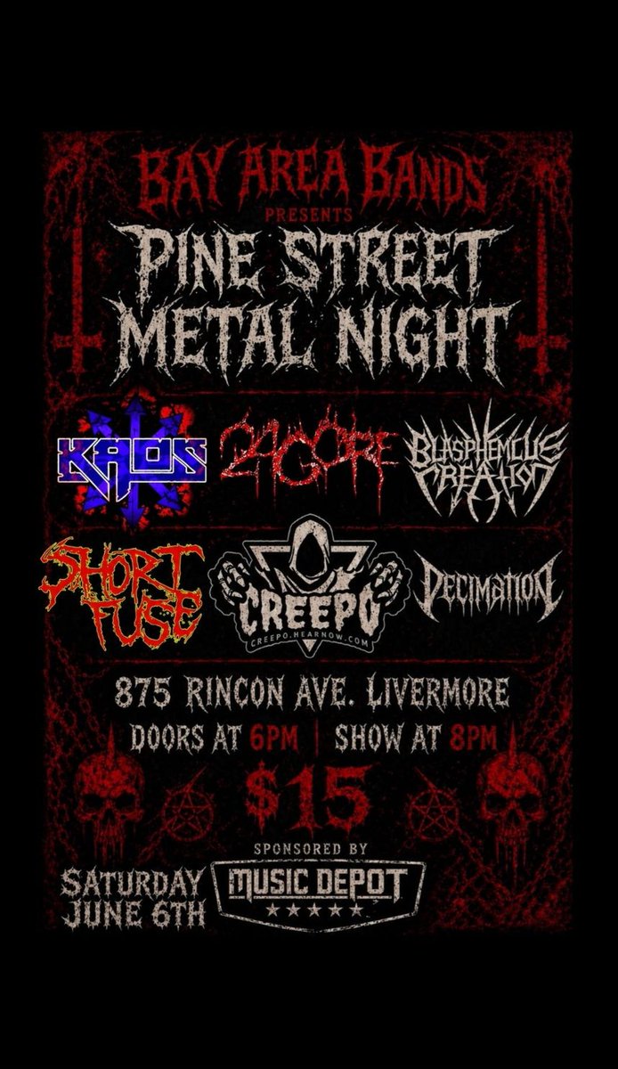 Basshead_tim's tweet photo. Saturday June 6th - Pine Street (Livermore CA) https://t.co/ZavPEImnkV