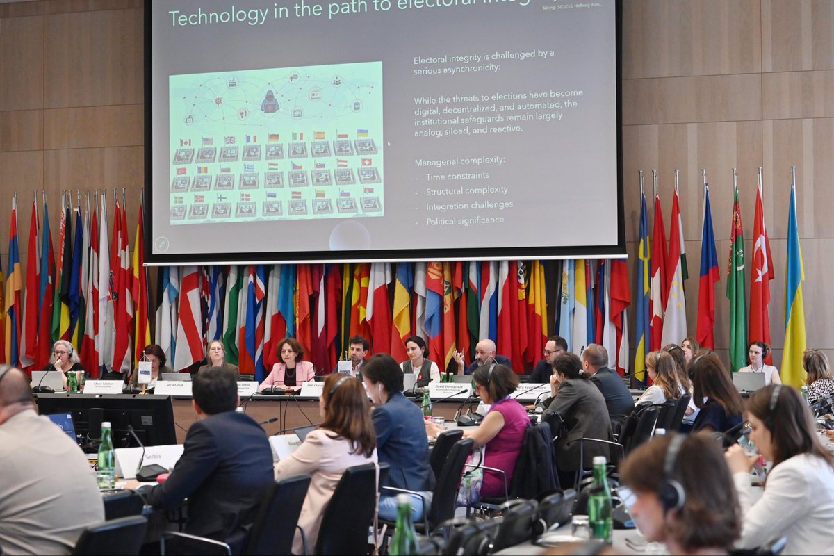AlMissionVienna's tweet photo. The @OSCE Human Dimension Committee meeting today, chaired by @AmbassadorAlbIO 🇦🇱, addressed the topic: “Elections in the digital age: digitalization and electoral integrity – rules, safeguards and shared responsibility”.
 
The meeting provided an opportunity to discuss how the growing digitalization of electoral processes across the OSCE region is reshaping both democratic participation and the administration of elections, while introducing new challenges to electoral integrity.  
 
It offered also an opportunity to reflect on how digitalization may support broader and more inclusive electoral participation, including for young voters, persons with disabilities and voters facing practical barriers to participation, while ensuring that innovation remains consistent with democratic principles and public trust. 
 
Likewise, it focused on emerging threats to electoral integrity in the digital environment, including cybersecurity risks affecting election infrastructure, and possible responses to them. 
 
Safeguarding electoral integrity in the digital environment requires not only technical resilience and preparedness, but also effective incident response and public communication that is capable of maintaining confidence in the process during periods of disruption.
 
Grateful to our distinguished speakers - @DirectorODIHR Maria Telalian, David Dueñas-Cid, Andrii Yevstihnieiev and Loïc Modoux - for informing and enriching our discussion, as well as to OSCE delegations for the lively and constructive exchange.

📸 ©️ Micky Kroell