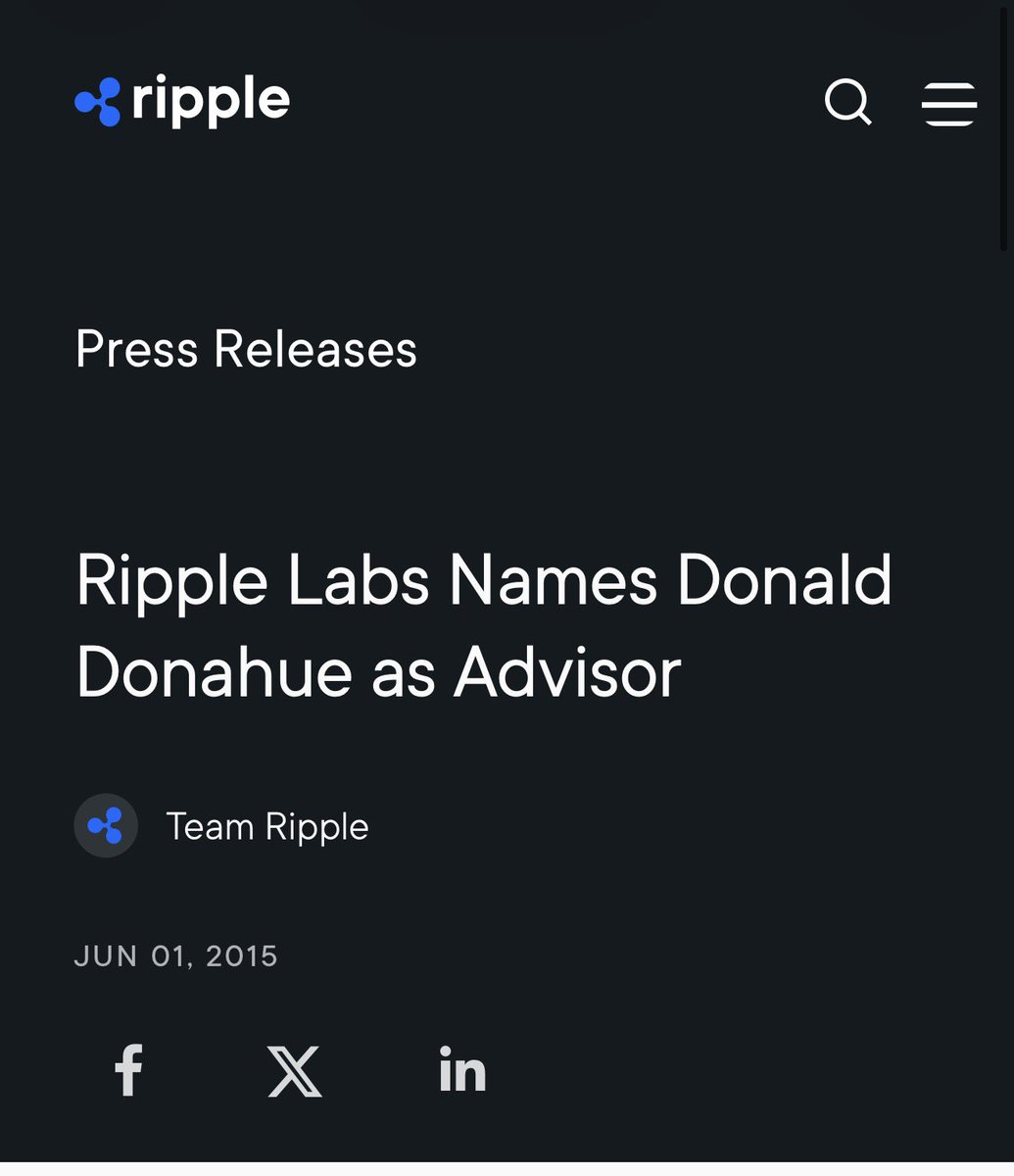 SMQKEDQG's tweet photo. ‼️ RIPPLE HIRED THE DTCC CEO WHO STABILIZED THE 2008 CRISIS TO PREVENT THE NEXT ONE‼️

Donald Donahue previously served as CEO of DTCC and led efforts to stabilize the financial system during the 2008 crisis.✅

During this time he also worked directly with the U.S. Treasury on system-wide security.😏💨

Mr. Donahue was strategically hired by Ripple as an advisor.🤝

His experience navigating the 2008 crisis makes this hire notable because Ripple’s technology has been identified as a solution to help prevent a similar financial collapse in the future.🙇‍♂️

Documented.📝👇