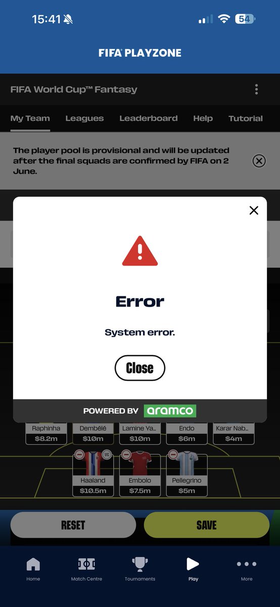 JamesFPL_'s tweet photo. Anyone else got the same issue?  #WCFantasy https://t.co/PE5V8BUOfX