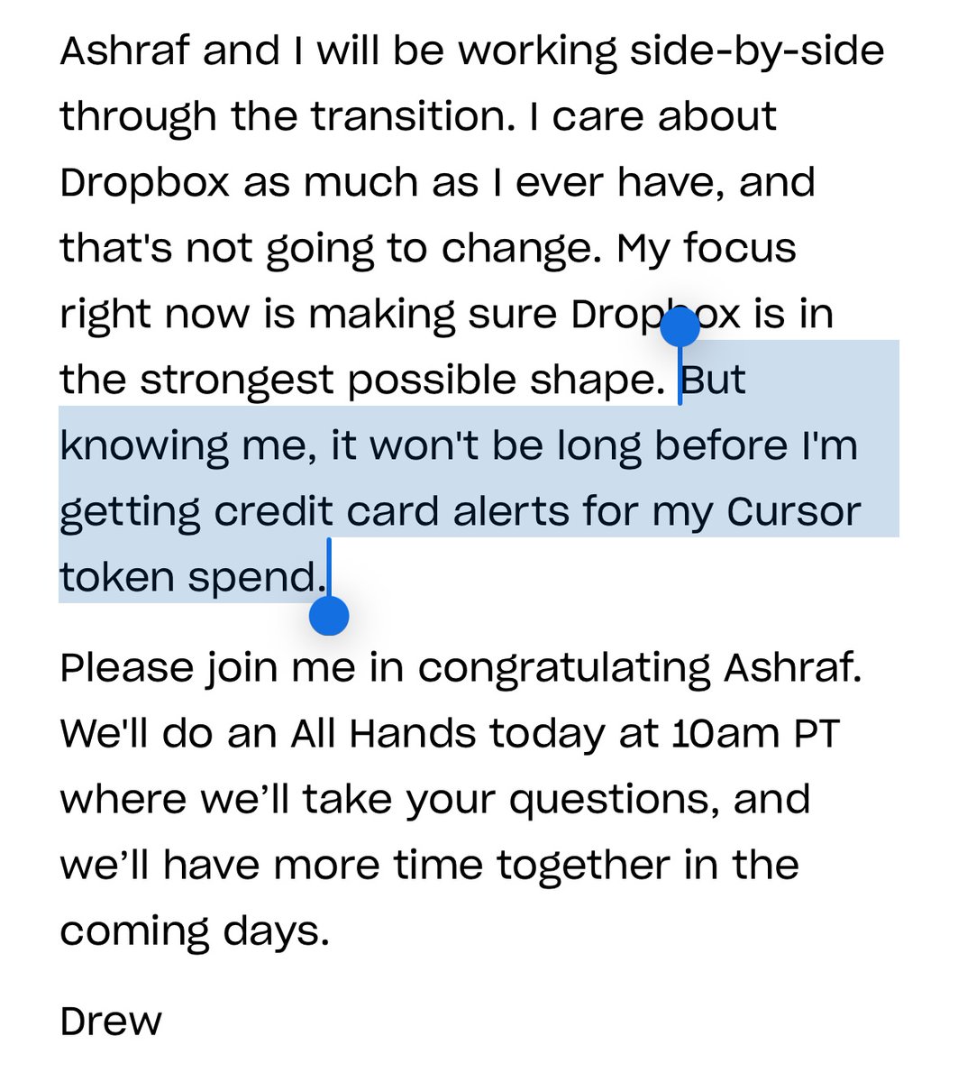 Hell of a run @drewhouston - congrats on *19 years*.