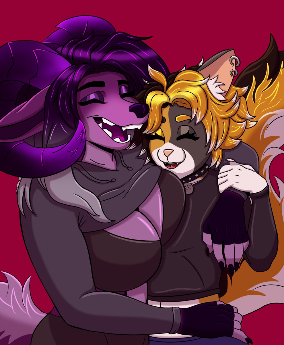 Criskwolf's tweet photo. 💜🧡🖤"Funtime with Smol Kitty"🖤🧡💜

Kristal & Duckie went out to places and had a wonderfult ime together but sometimes kristal doesnt realize that she is bigger than them and maybe they would being in somewhere they shouldnt be in~ 

very lovely gift from my sweet kitty friend. you did an amazing work doing this for me~ 

Kristal Carol:@Criskwolf 
Duck:@Serial_Duck 
Art by:@Serial_Duck
