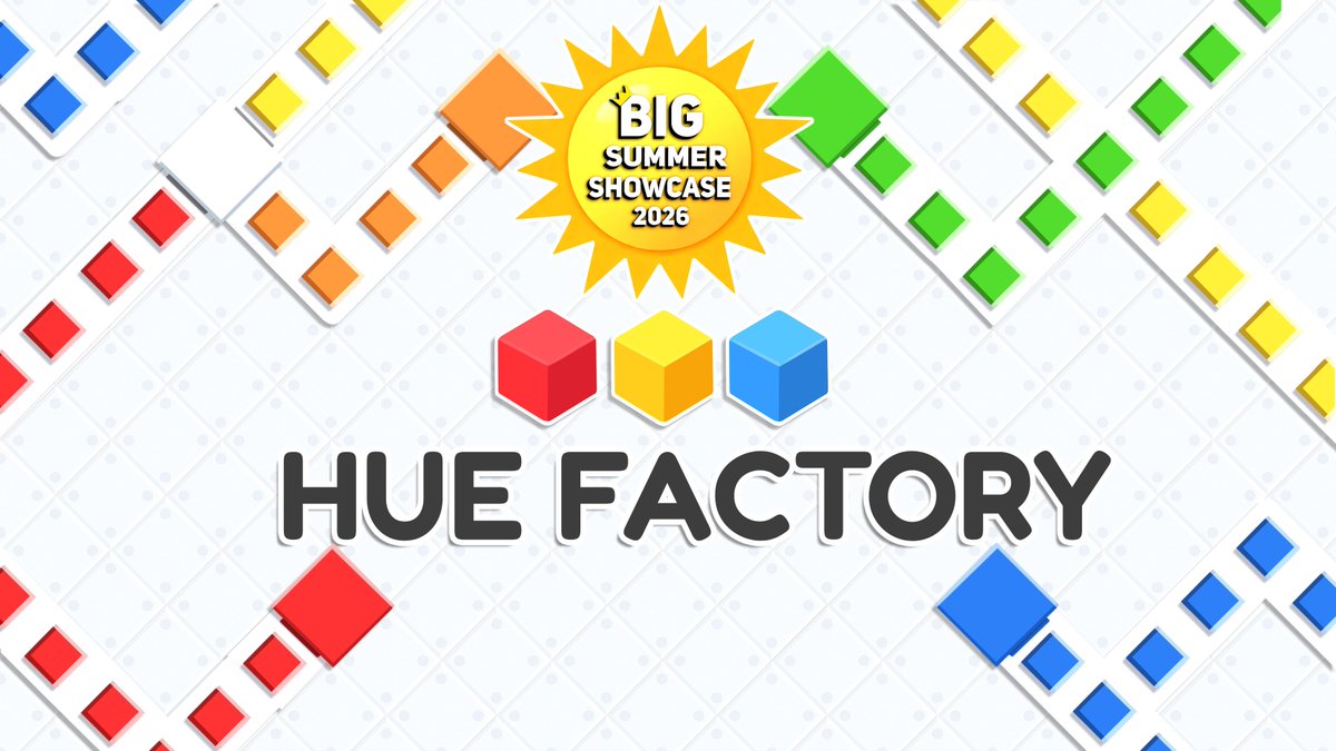 Elle_YellowTree's tweet photo. Our game, Hue Factory, will be in the Best Indie Games Summer Showcase on Tuesday, 2nd June 2026. Tune in to see our new trailer and a bunch of awesome games hosted by @clemmygames! #BIGSummerShowcase #IndieGames #TrailerTuesday #GameDev https://t.co/MTmaOjnCBp
