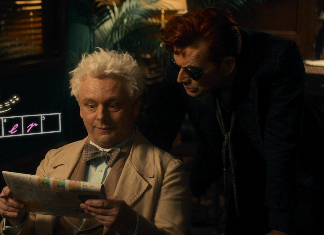 cosmohyde's tweet photo. if i lay here, if i just lay here, would you lie with me and just forget the world?

#goodomens #goodomens3 https://t.co/y6bFpAxHjm