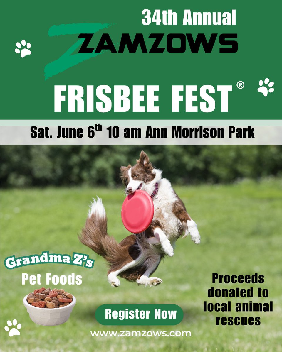 wild101's tweet photo. It's not too late to get you and your furry friend registered for this year's Frisbee Fest. $10 per dog and you're in to compete. Link is below to sign up with all proceeds benefiting local animal rescues. 📅🐾🏞🥏

Registration Link: https://t.co/Esnqun9Sna https://t.co/SdPZQOClRC