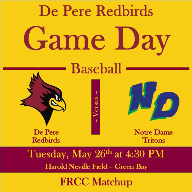 BaseballDPHS's tweet photo. ⚾️It's Game Day⚾️

The #REDB1RDS finish conference play on the road against the Tritons from Notre Dame. Beautiful day😎!

➡️Varsity
🆚Notre Dame
🏟️Harold Neville Field
📍Green Bay

➡️JV1
🆚Notre Dame
🏟️Redbird Field
📍De Pere https://t.co/jM6FIfaEM0