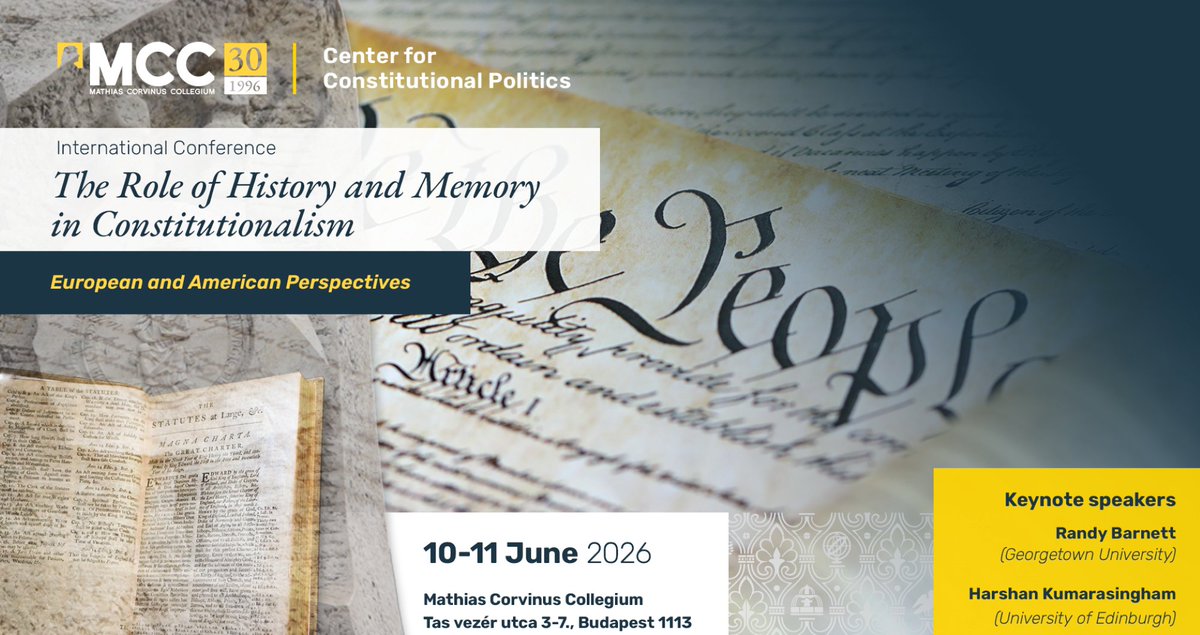 MCC_CfCP's tweet photo. Is constitutionalism purely universal, or is it deeply rooted in history and memory?

On June 10-11 @MCC_CfCP will host an international conference exploring the role of history in constitutionalism. 👇 

🔗https://t.co/rvStyGA20C https://t.co/oZGHRNG2Za