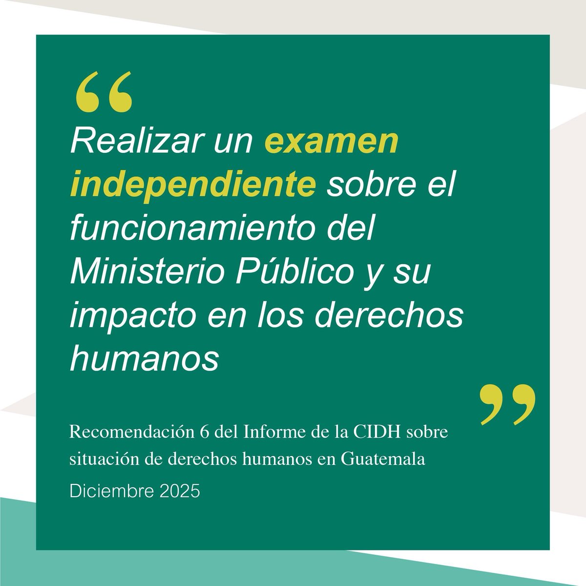 ImpunityWatchGt's tweet photo. Este es un momento oportuno para retomar esta recomendación de la @CIDH a #Guatemala:

Realizar un examen independiente de la gestión de Consuelo Porras en el Ministerio Público  👇 https://t.co/DCE5PssQ17