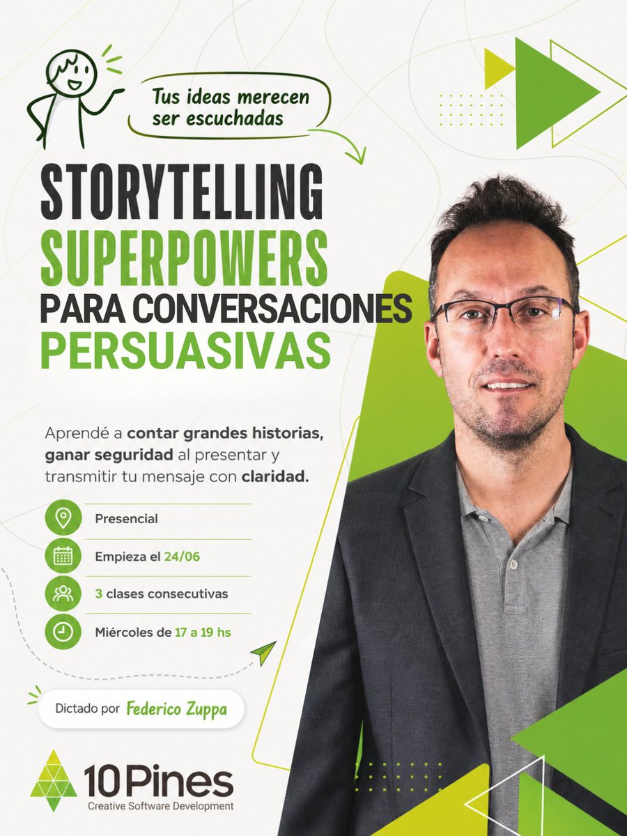10pines's tweet photo. Tenés los datos, pero la audiencia se desconecta.
Muchas veces no falla la idea: falta la historia.

Lanzamos #Storytelling #Superpowers para #Conversaciones Persuasivas.

📍 Presencial
📅 24/06
🕔 Miércoles 17 a 19 hs
👥 20 participantes

Info: https://t.co/32Wjfku8PA

#10Pines https://t.co/222uTF1SFT