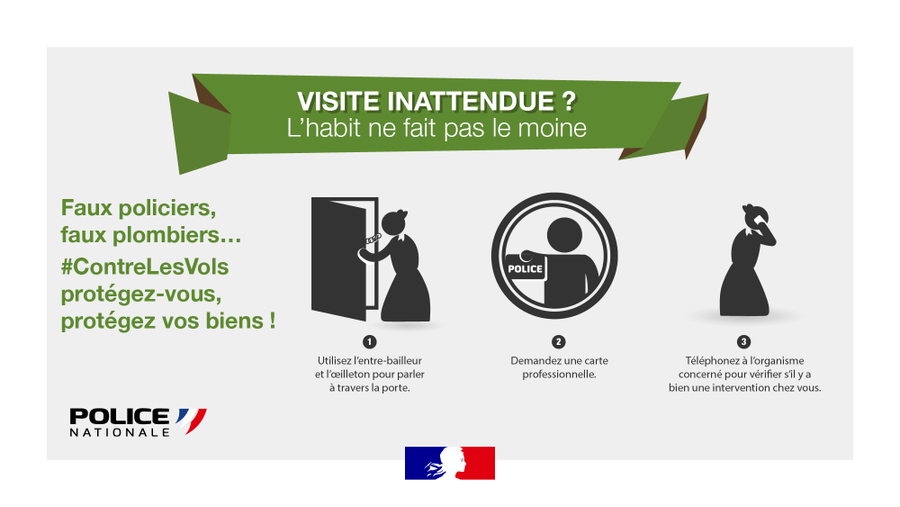 PoliceNat_41's tweet photo. 🚨 𝐕𝐨𝐥𝐬 𝐩𝐚𝐫 𝐫𝐮𝐬𝐞 : 𝐬𝐨𝐲𝐞𝐳 𝐩𝐫𝐮𝐝𝐞𝐧𝐭𝐬 !

La Police nationale de Loir-et-Cher signale une recrudescence de vols par ruse à Blois. De jeunes enfants, âgés d’une dizaine d’années, se présentent à votre domicile pour vendre des images ou divers objets. Ils demandent ensuite à utiliser les toilettes et profitent de ce moment d’inattention pour commettre des vols chez leurs victimes.

Un autre phénomène, plus connu, persiste également : celui des faux techniciens. Ces individus se présentent à votre porte en prétendant intervenir pour une société ou un service, afin de pénétrer à votre domicile et de dérober des objets de valeur.

Nous vous rappelons que les enfants ne sont pas autorisés à faire du porte-à-porte pour vendre des produits. Dans tous les cas, il est recommandé de demander une carte professionnelle ou un justificatif afin de vérifier l’identité et la qualité de votre interlocuteur.

🚔 En cas de doute ou si vous avez été victime, appelez le 17.

🔁 Merci de partager ce message autour de vous : proches, voisins, amis.