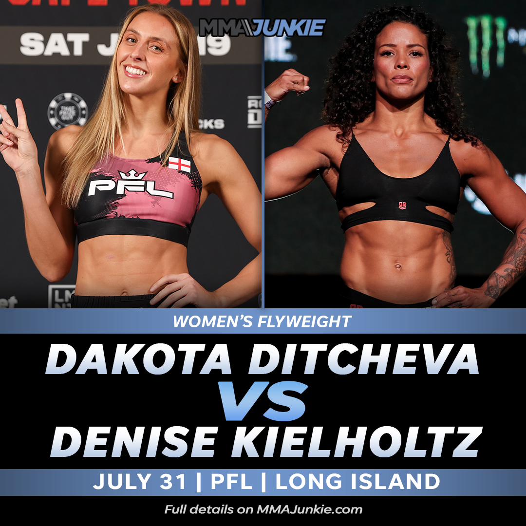 MMAJunkie's tweet photo. Dakota Ditcheva is back from a more than one-year layoff due to injury and meets Denise Kielholtz in a non-title bout at #PFLLongIsland https://t.co/qtpPptILn7