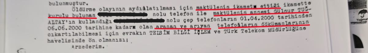 avukatumitaltay's tweet photo. Önemli olduğu için tekrar yazayım ‼️
2000 YILINDA DOSYADA ALINAN TEK ARAMA KAYDI;

GÜLNUR TUĞALTAY'IN CEP TELEFONU VE İKAMETİNDEKİ SABİT TELEFONU arama kayıtlarıdır.

HTS, SİNYAL BİLGİSİ, BAZ BİLGİSİ VS. KESİNLİKLE YOKTUR ‼️ https://t.co/4CybceBX6T