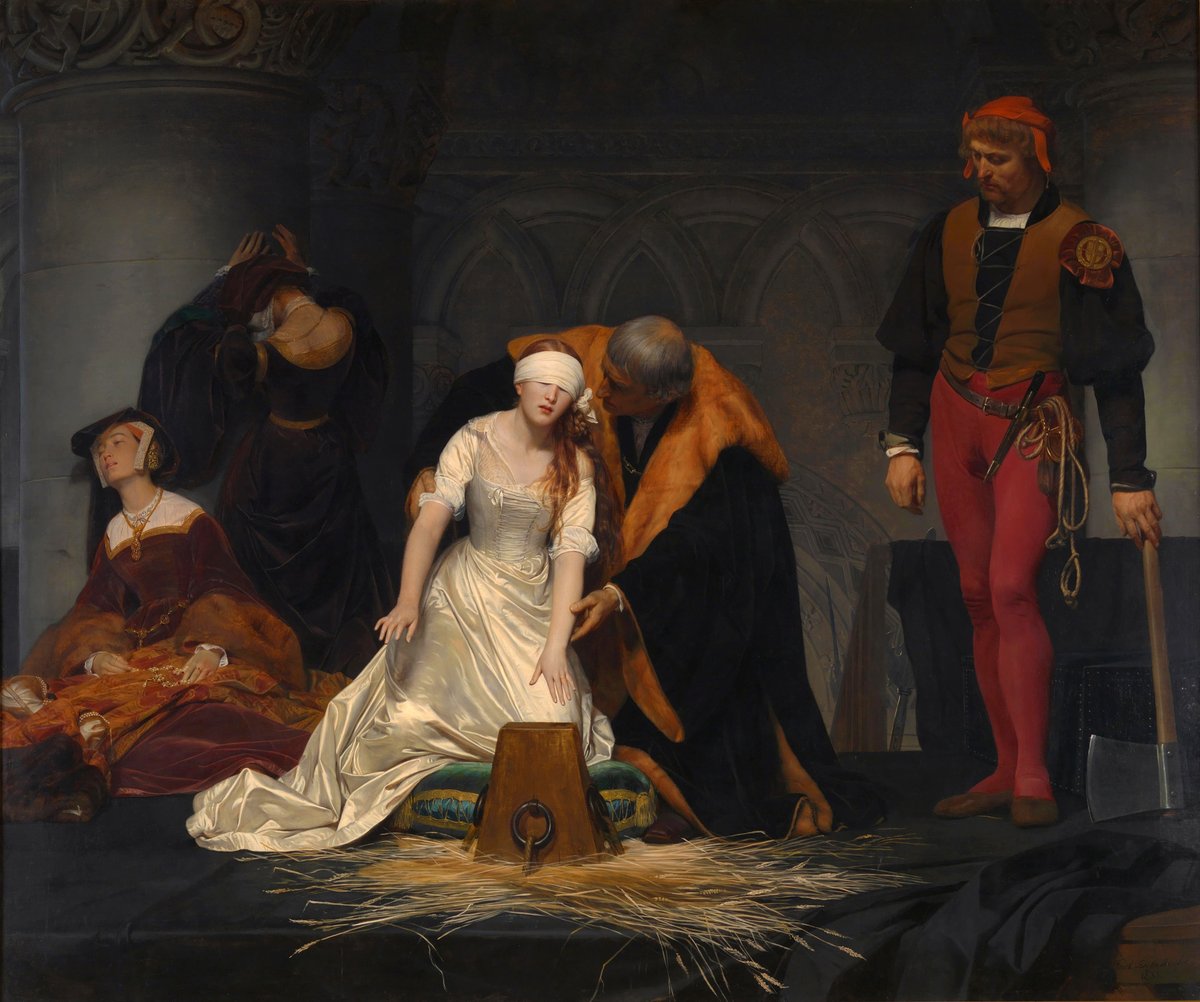 wikivictorian's tweet photo. The execution of Lady Jane Grey in the Tower of London in the year 1554, by French painter Paul Delaroche (1833). National Gallery. https://t.co/OdoQtZeLSt