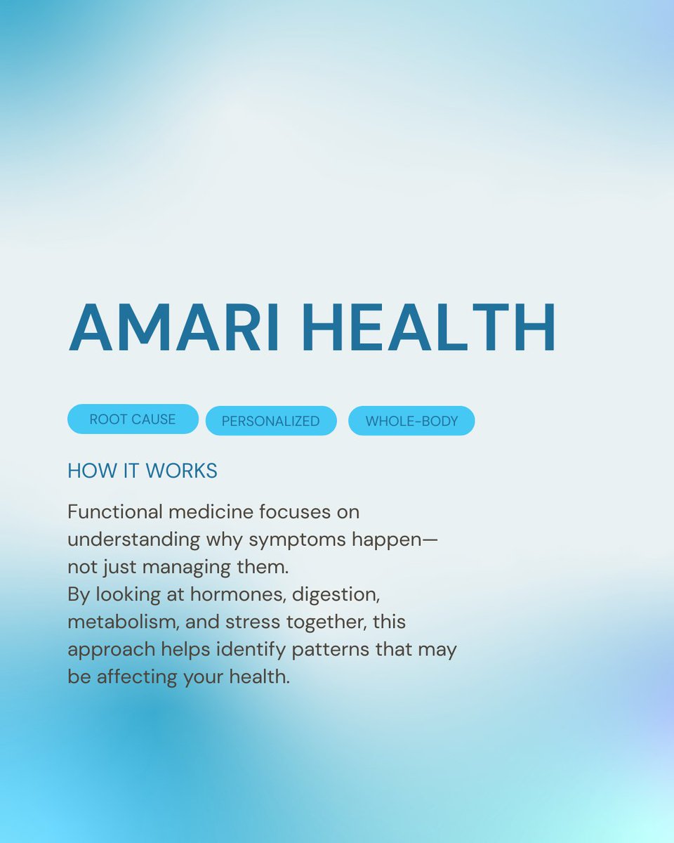 AmariHealth's tweet photo. It’s not about masking symptoms—it’s about understanding them.

At Amari Health, we look at the full picture to find the root cause and support real, lasting health.

Ready to feel better from the inside out? Book your consultation today.🩵

(914) 722-3000
https://t.co/1zLJPNkAAN https://t.co/MfFQhdoLAK