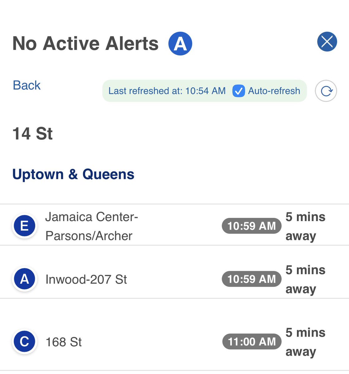 mfrick100's tweet photo. Wow, in addition to the usual shitty service they usually provide, they have trains piggy backing each other. Look, next C and E arrive uptown at precisely same moment. @MTA #mta https://t.co/HyW19lM58M