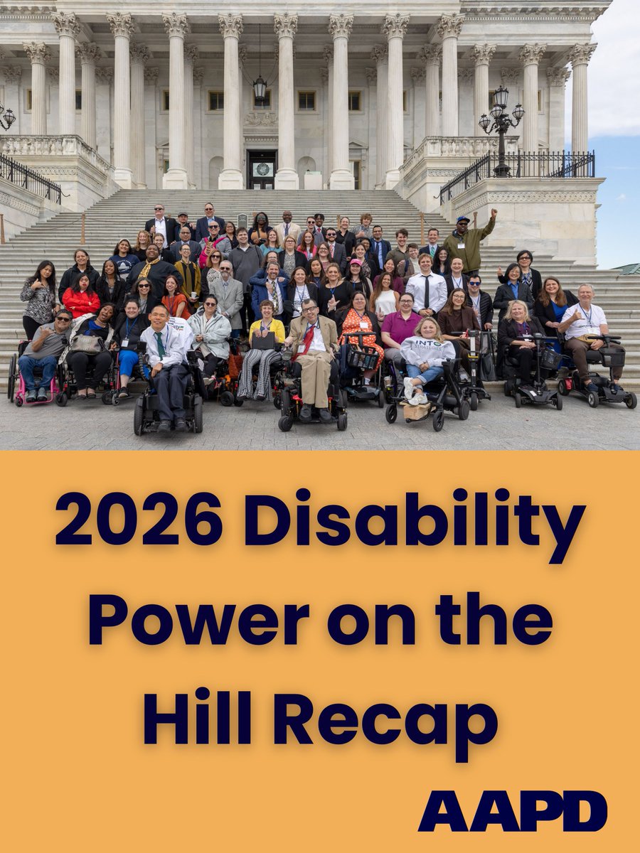 AAPD's tweet photo. Disability P⏻wer on the Hill may have ended but we wanted to look back on the impact it had. Seventy-Five advocates from 17 states held meetings with 72 different Congressional offices over the course of two days. That is the power of the disability community. We asked several of the advocates there to talk about their experiences, and this is what they had to say. https://t.co/EJyUWakiyr

ID: A diverse group of people with disabilities in front of the US Capitol with the words "2026 Disability Power on the Hill Recap" below.