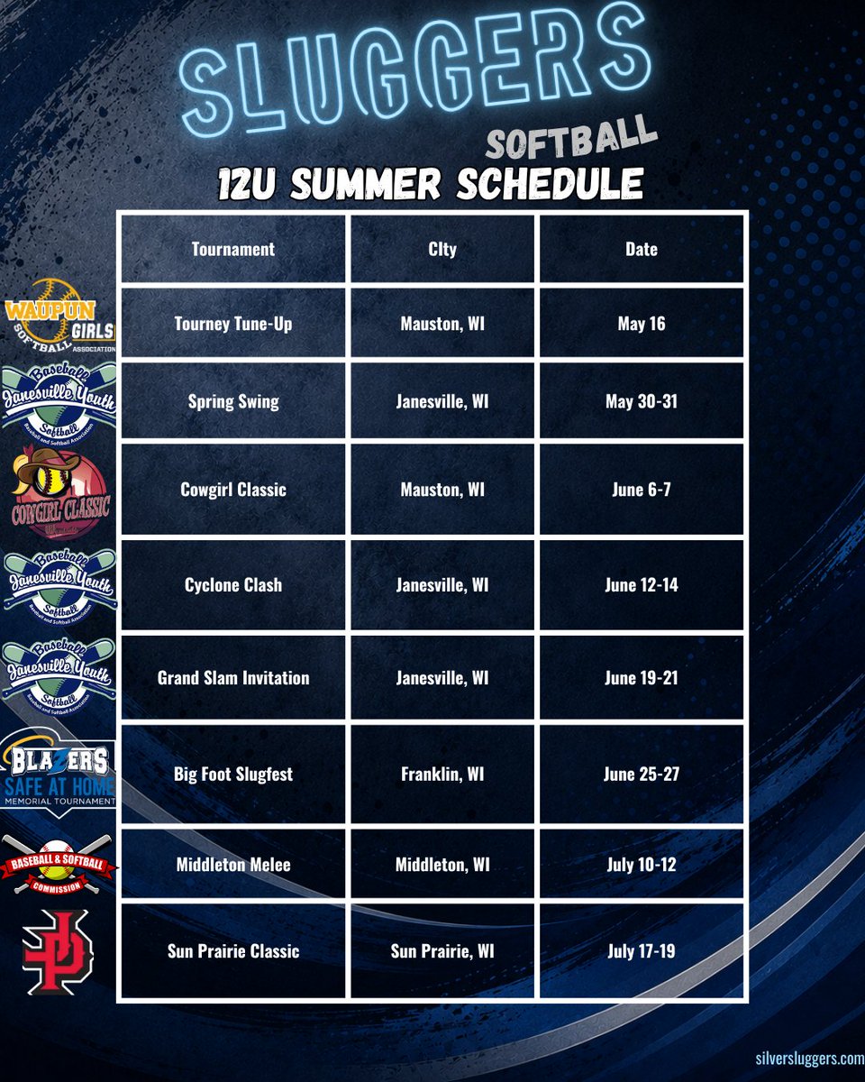 SilverSluggers's tweet photo. 🥎Sluggers Softball Schedules!!

Come out and watch our girls compete this summer!!

#silversluggerswi #silversluggerssoftball https://t.co/pD8yHXrUcF