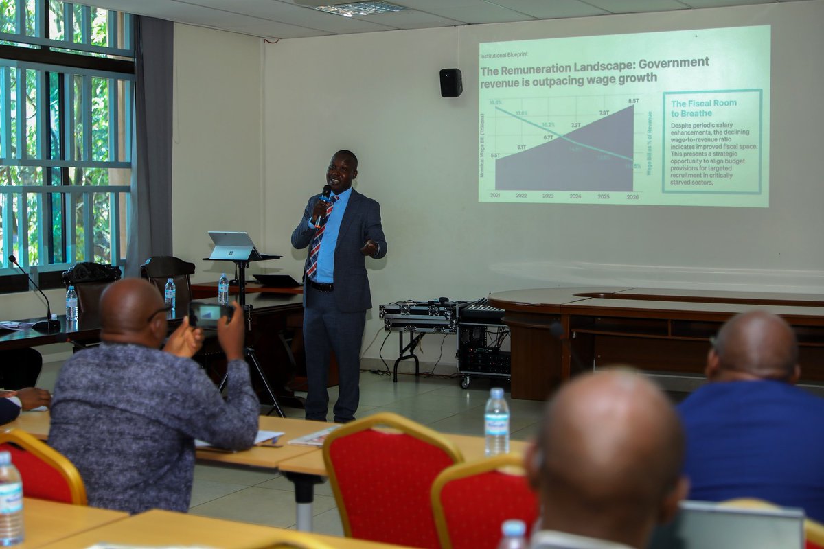 RodneyOjok's tweet photo. I was honored to present the state of Human Resource in Public Servuce Report 2025, highlighting that Uganda's Public Service operates at 55% staffing capacity #StateOfHR2025 https://t.co/MyXIbMRFTY