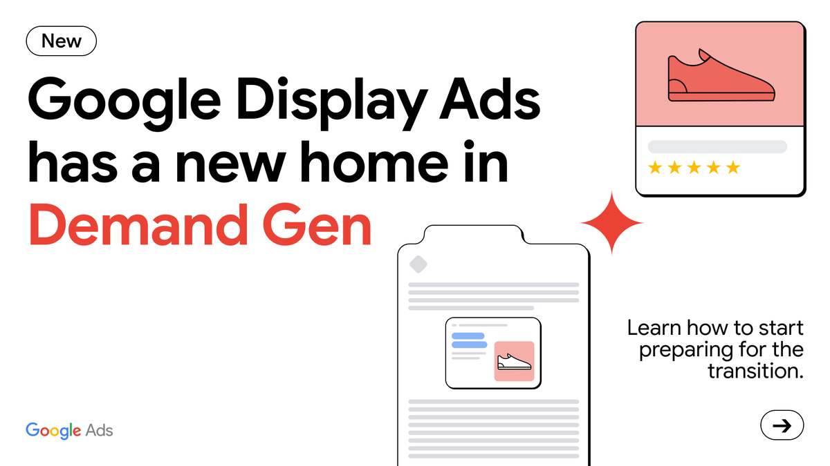 1/6 Google Display Ads has a new home in 𝗗𝗲𝗺𝗮𝗻𝗱 𝗚𝗲𝗻. Google Display Ads ...
