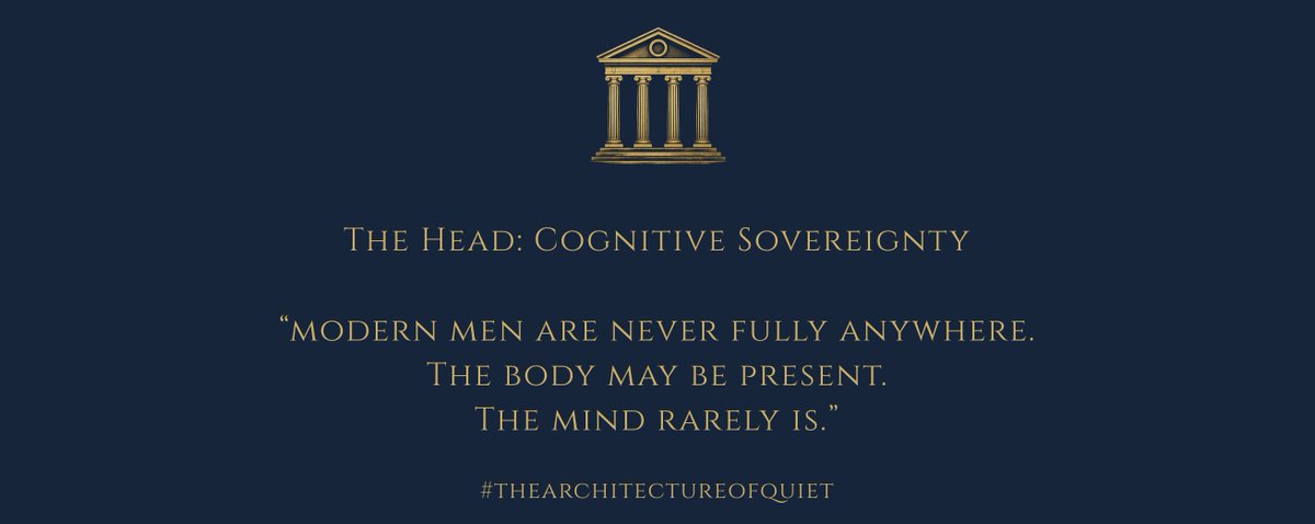 ARJDunstan's tweet photo. Most modern men are never fully present.

The body is in the room.
The mind is somewhere else.

Continuous partial attention is destroying focus, connection, and calm.

🏛️ Reclaim your attention.

#ArchitectureOfQuiet https://t.co/srgh5uKLo6