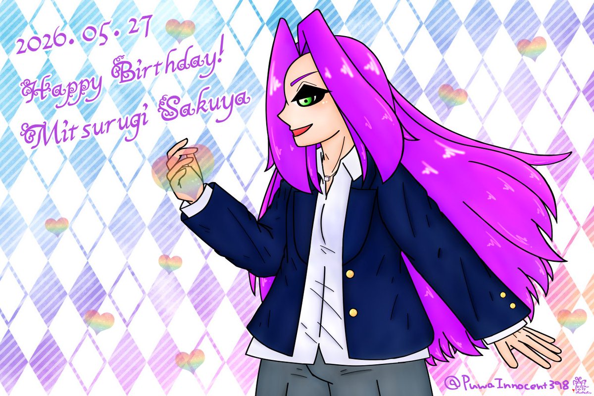 PuwaInnocent398's tweet photo. 2026年5月27日！！美剣咲夜誕生日おまでと～～～！！！！🥳🎉🎂🎁 アニメで虹を生み出していた姿に感銘を受けて🌈 美剣咲夜に光あれ🌟彡
#美剣咲夜生誕祭2026 https://t.co/Lkcr4Dh12H