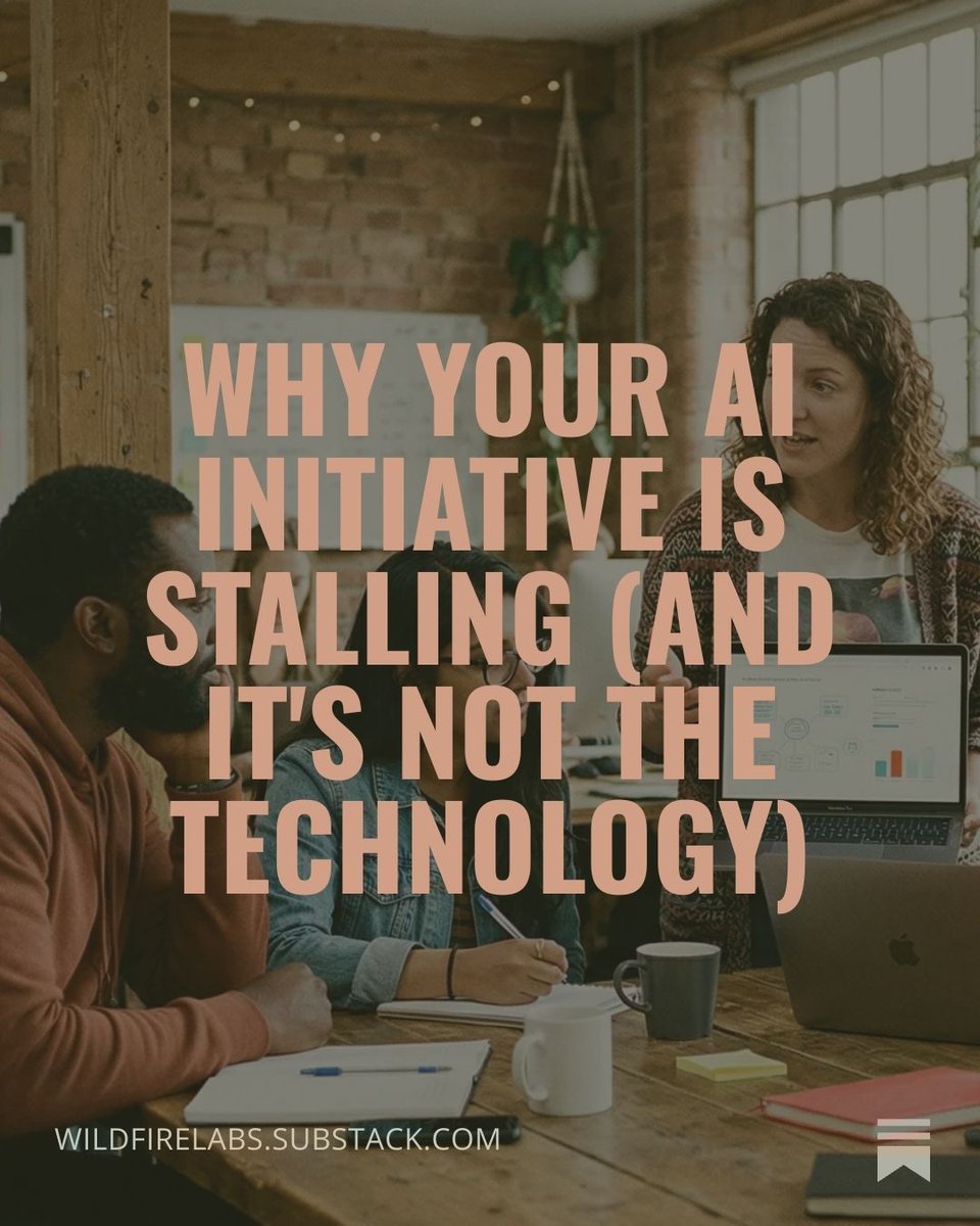 wildfirelabs_io's tweet photo. Most AI initiatives don't stall because of the tech.

They stall because nobody answers the question every team member is silently asking: if AI can do my job, what happens to me?

Read our newest Substack article for more

#AIAdoption #FounderLessons https://t.co/RKY03EpDZn