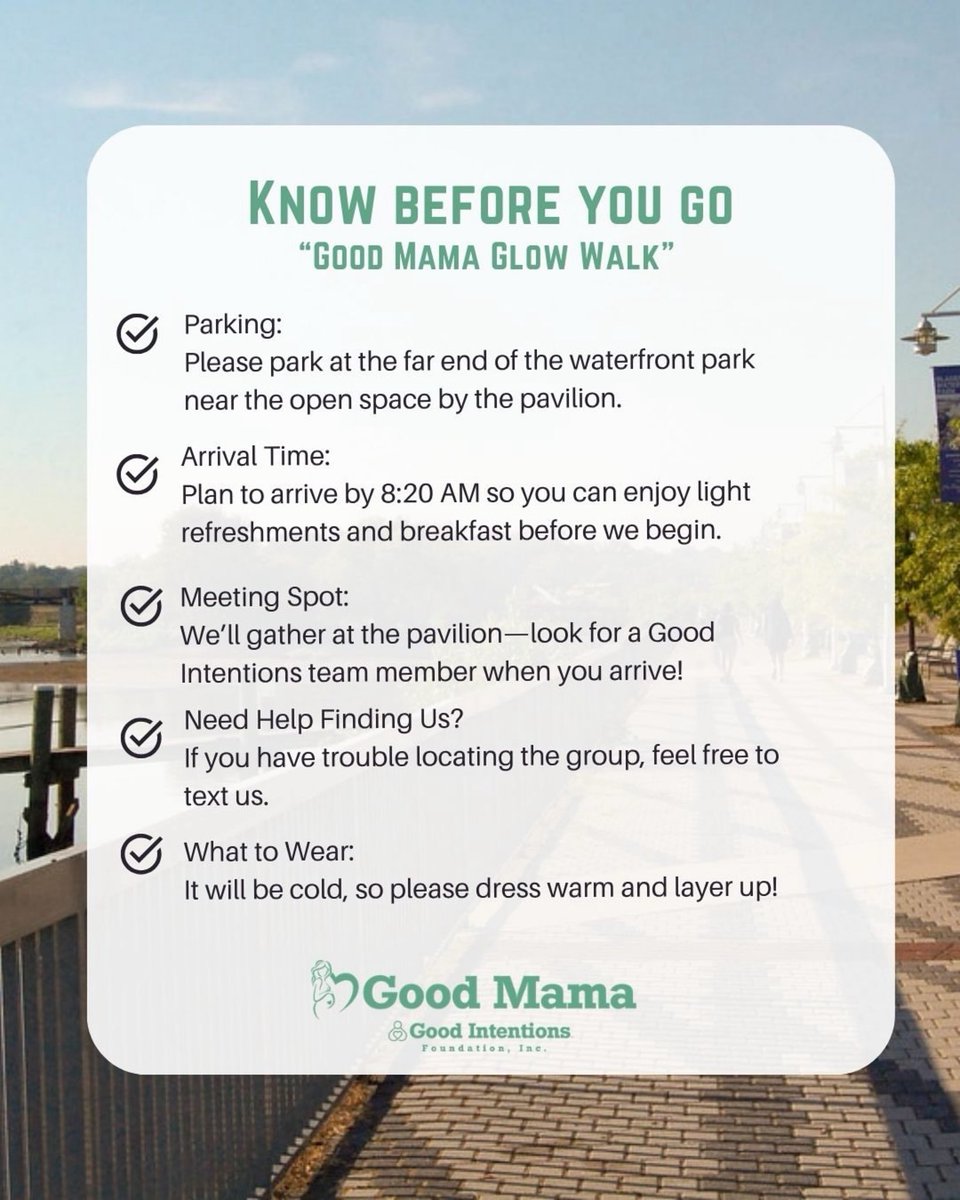 goodintentionsf's tweet photo. Know Before You Go / Antes de irte “Good Mama Glow Walk” / “Caminata Good Mama Glow”

Hi mamas! 💚 Here’s everything you need to know before our Glow Walk: ¡Hola mamás! 💚 Aquí tienen todo lo que necesitan saber antes de nuestra Caminata Glow:

✨💚 https://t.co/aS6l7e8VVB