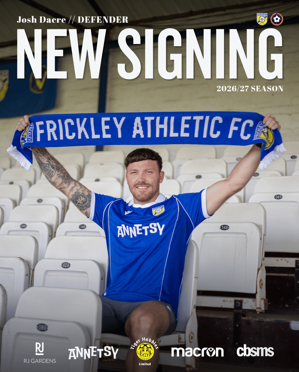 frickleyafc's tweet photo. 𝐖𝐄𝐋𝐂𝐎𝐌𝐄 𝐉𝐎𝐒𝐇 𝐃𝐀𝐂𝐑𝐄 ✍️

We are delighted to announce our first signing of the season, Josh Dacre from Dearne &amp; District FC.

With plenty of experience around the Counties and higher, with an impressive league title to bring with it.

Welcome to The Blues, Josh! https://t.co/XPhS5ewtN5