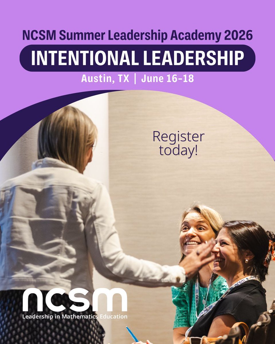 MathEdLeaders's tweet photo. There’s still time to register for the NCSM Summer Leadership Academy in Austin, TX, June 16–18!

Join math leaders from across the country for 2.5 days of learning, collaboration, and leadership development grounded in the NCSM Essential Actions Series. https://t.co/QAWeiTA4Sr https://t.co/DP9XXUCxYg