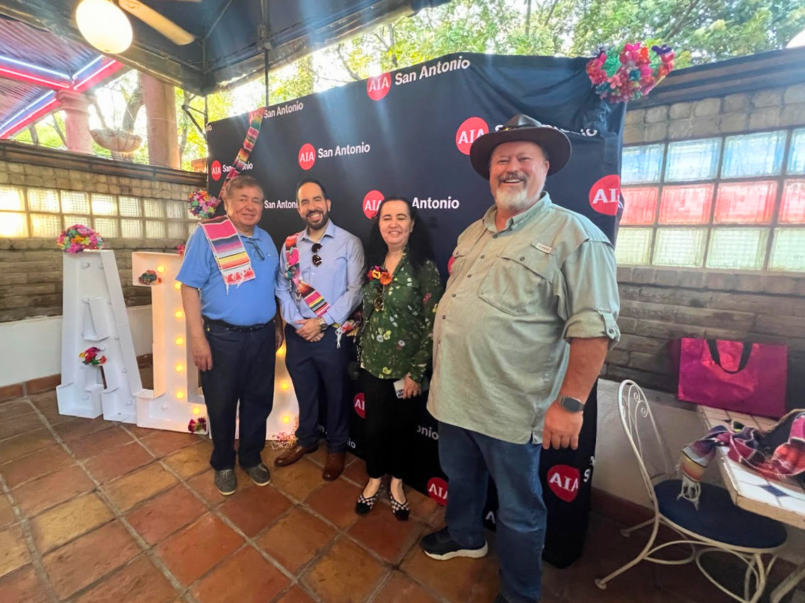 IES_Texas's tweet photo. Proud to support the @AIA_SA  Health Care Knowledge Community as a sponsor. Justice and Joe represented IES at the networking mixer at La Fogata, connecting with health care design professionals and strengthening industry relationships.

#IES #AIAHealthcare #Networking https://t.co/GxolLHKPrf