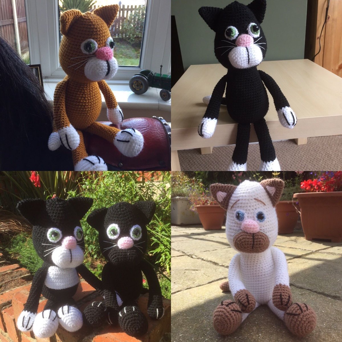 Tanyawarren's tweet photo. "🐱✨ Bring your purr-fect vision to life with my custom-made crochet cats! Choose your favorite colours and let me create a one-of-a-kind feline friend just for you. 💫 

 https://t.co/k3Ha5PhnF2

#MHHSBD #firsttmaster #craftbizparty #giftideas https://t.co/qzoMOXYdIZ