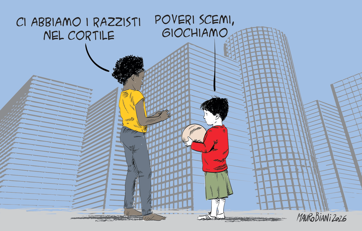 maurobiani's tweet photo. #Razzismo nel cortile.
Razzisti, poveri scemi. Che ne sanno?
Oggi per @repubblica https://t.co/vYeAjvXhNm