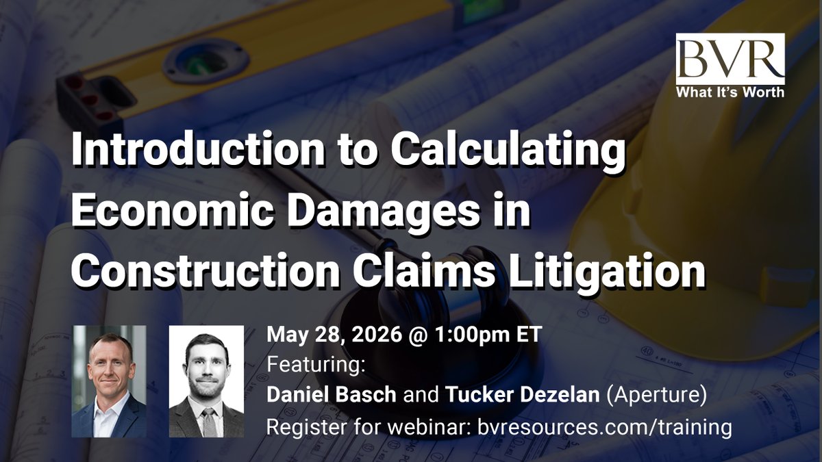 bvresources's tweet photo. Construction damages can be hard to prove without a clean link between project events and financial impact.

On May 28, Daniel Basch and Tucker Dezelan present a structured framework for measuring economic damages in construction claims.  

Register: https://t.co/gDVETlndlu https://t.co/6CRervZsma