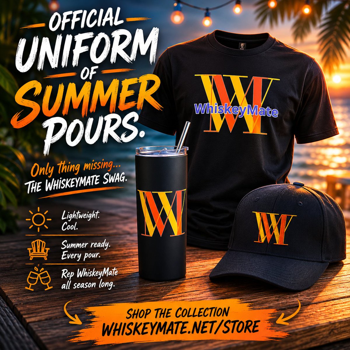 whiskeymate_app's tweet photo. ☀️ Official uniform of summer pours. 🥃

Grill fired up?
Ice loaded?
Bottle picked?
Only thing missing… the WhiskeyMate swag.
Rep your whiskey obsession all summer long. 
Which item are you grabbing first — hat, tumbler, or tee?
🛒 Shop the collection: https://t.co/3QwgnIOShY https://t.co/0cXqMDwaIY