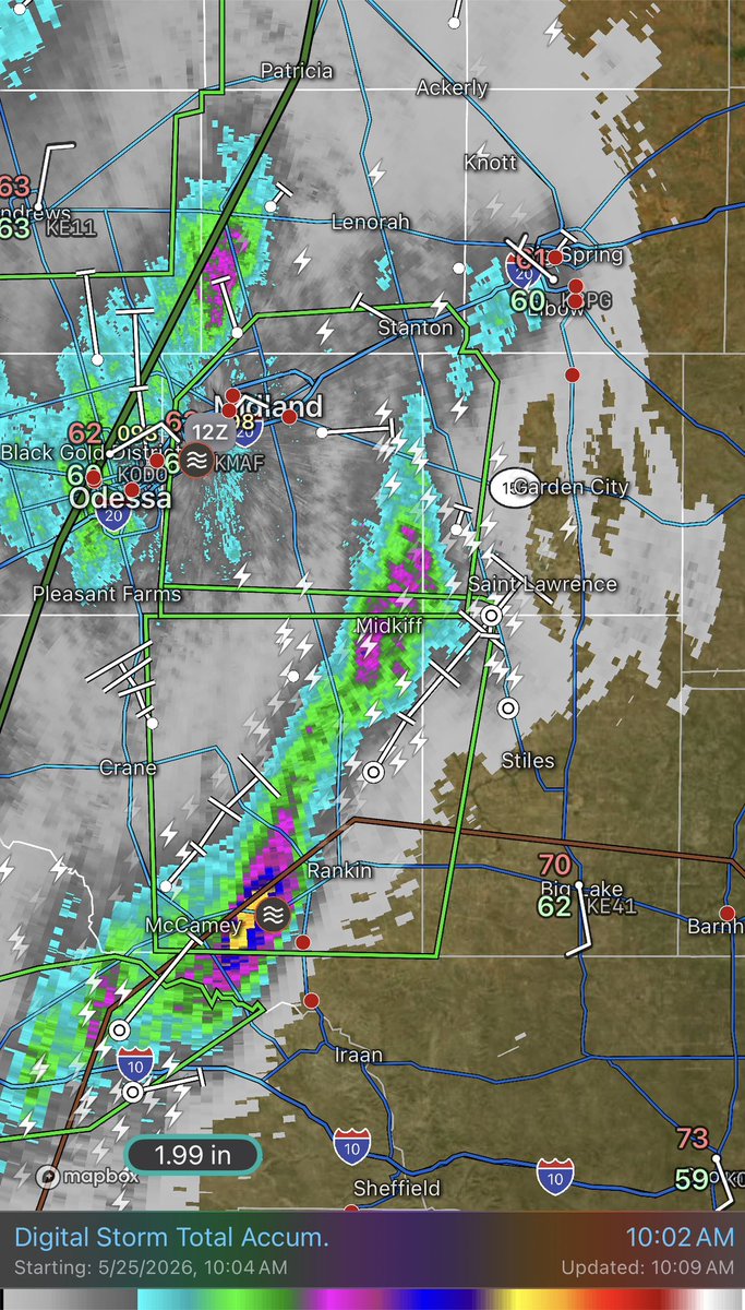 EasternChaser's tweet photo. Radar estimated rainfall totals so far this morning per KMAF. Good idea to keep in mind areas that may be experiencing flash flooding if you are planning on being out in this area today. #txwx https://t.co/wqTY4zH4i8