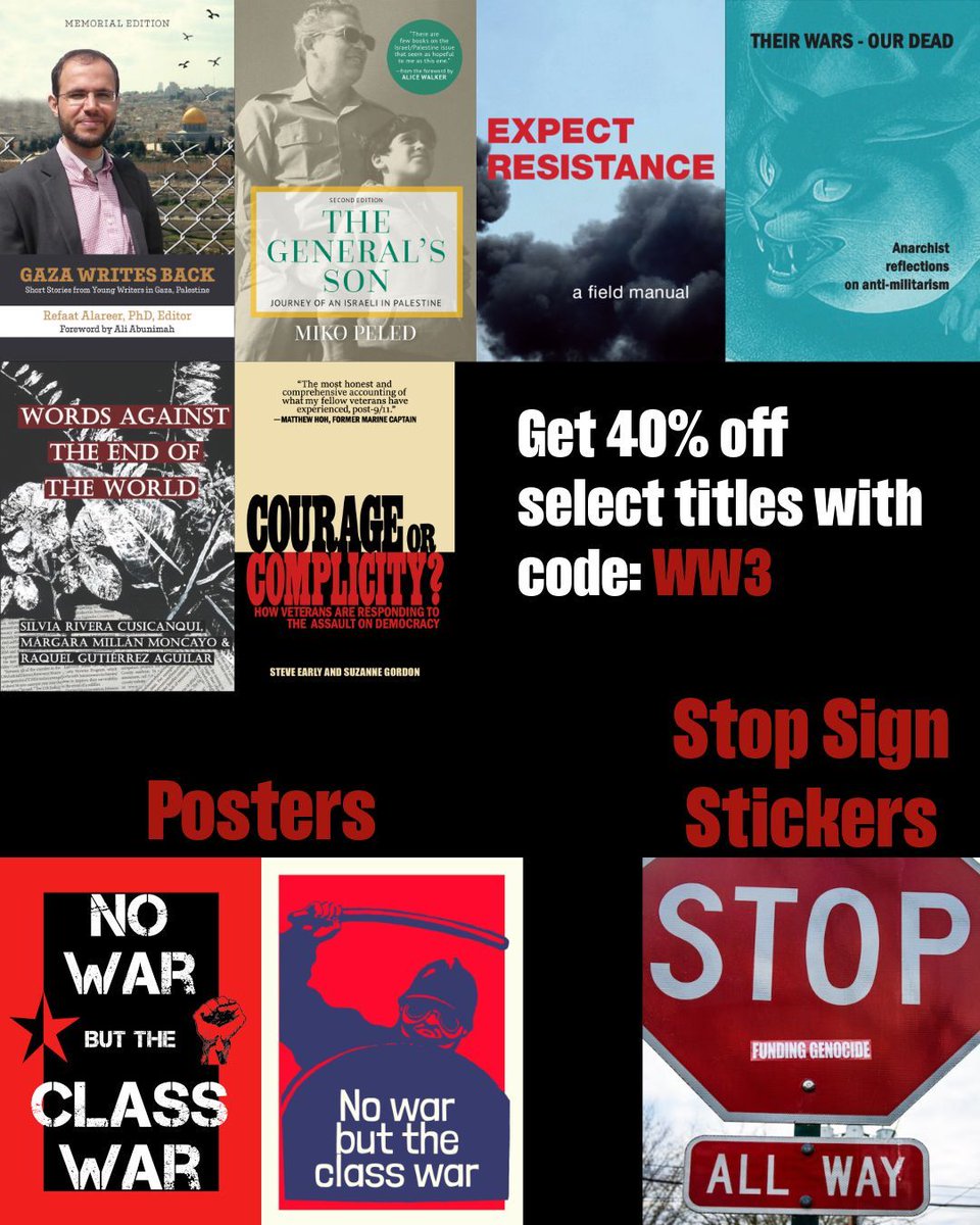 PMPressOrg's tweet photo. Get 40% off these select titles with code: WW3. Additionally, get a FREE e-Book copy of About Face: Military Resisters Turn Against War. 
Shop the sale here: https://t.co/mqhYgRWigm
Get a free e-Book here: https://t.co/LA6R4490fC https://t.co/p1ixzXshbG